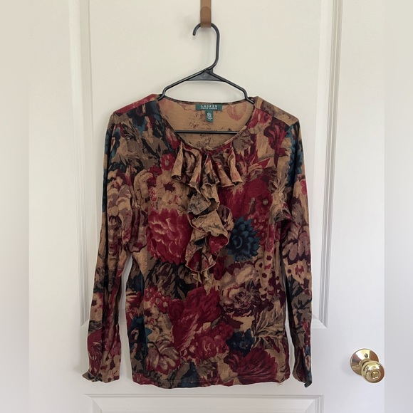 Lauren Ralph Lauren Tops - Lauren Ralph Lauren Floral Ruffled Blouse, Large